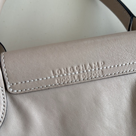 Longchamp le pliage cuir leather small handbag bag nude bone ivory off-white - Picture 8 of 17